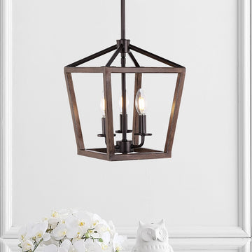 Oria 10" Iron Farmhouse Industrial Lantern LED Pendant - JONATHAN Y